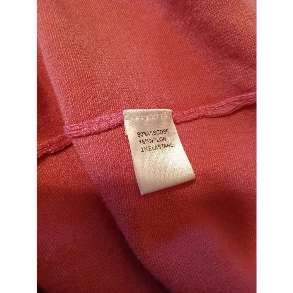 Embroidered Rose Button-Up Cardigan - Coral with Black Trim - Picture 14 of 14